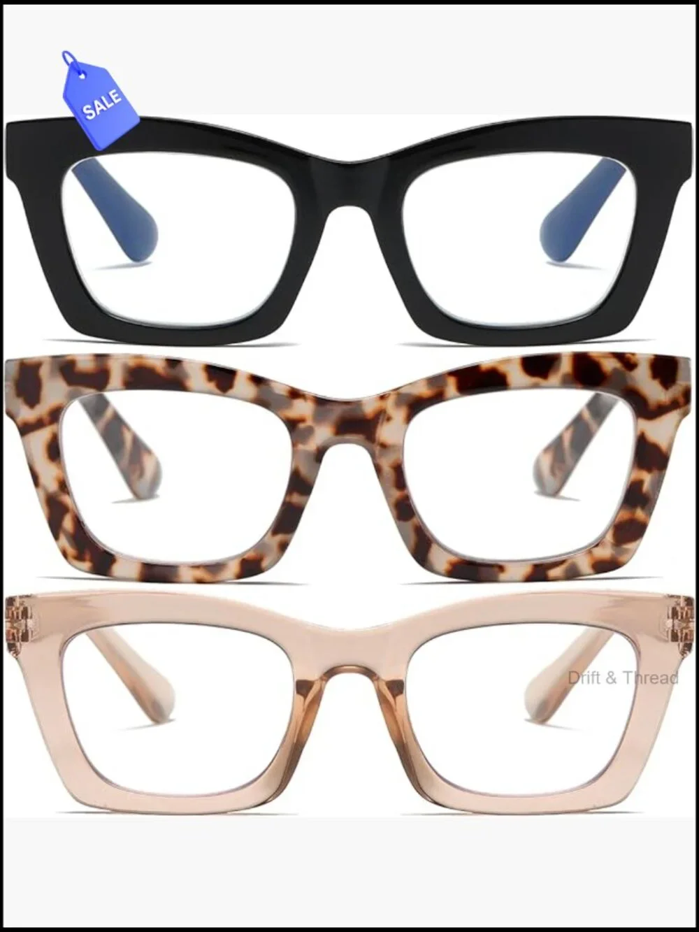Blue Light Blocking Reading Glasses 3-Pack Oversized Spring Hinge